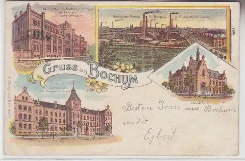 71300 Ak Lithographie Gruss de Bochum avec maison de stands etc. 1904