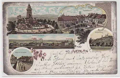 71303 Ak Lithografie Gruss aus Artern u. Umgebung, Industrie-Viertel usw., 1902
