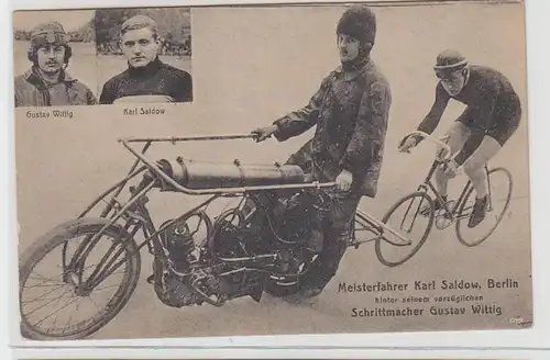 71313 Ak Berlin Meisterfahrer Karl Saldow Steher Radrennen um 1910