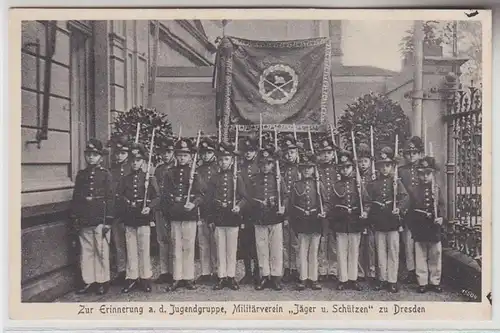 71323 Ak Jugendgruppe Militärverein 'Jäger und Schützen' zu Dresden um 1910