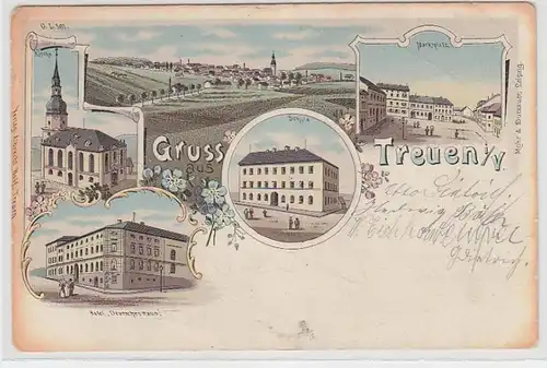 71333 Ak Lithographie Gruss aus Treuen im Vogtland 1913