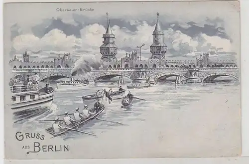 71353 Ak Gruss de Berlin Oberbaum Pont avec bateaux à rames vers 1910