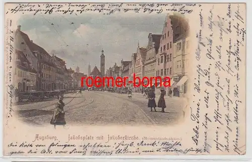 71386 Ak Augsburg Jakobsplatz mit Jakoberkirche 1900