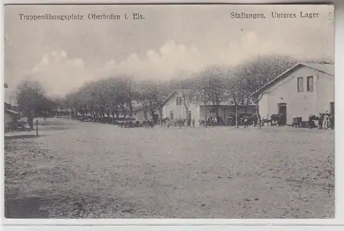 71410 Ak Truppenübungsplatz Oberhofen i. Els. Ansicht Stallungen um 1910