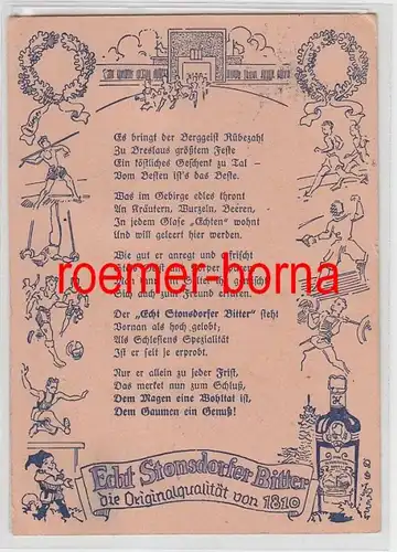 71453 Reklame Ak Echt Stonsdorfer Bitter Fa. Koerner Hirschberg-Cunnersdorf 1938