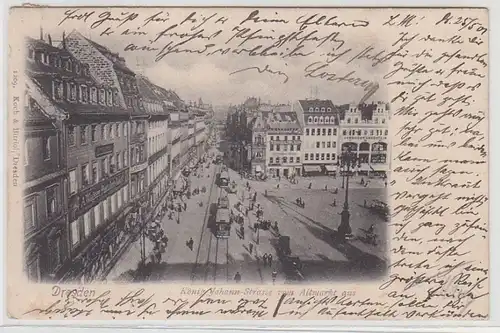 71499 Ak Dresden König Johann Strasse vom Altmarkt aus 1901