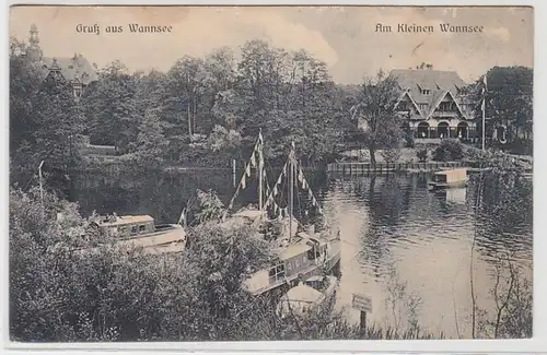 71523 Ak Gruß aus Wannsee, Am Kleinen Wannsee, 1912
