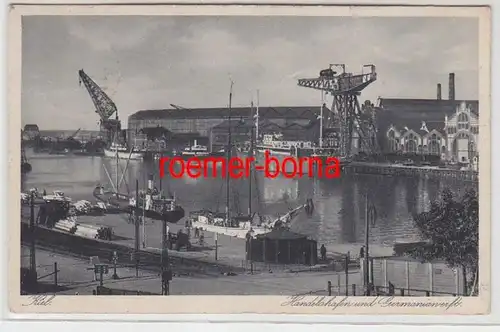 71548 Ak Kiel Handelshafen und Germaniawerft 1930
