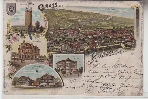 71562 Ak Lithografie Gruss aus Künzelsau mit Wart-Turm usw. 1905