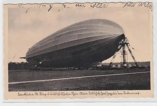 71603 Ak Frankfurt am Main Luftschiff Graf Zeppelin am Ankermast 1937