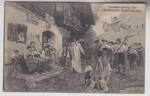 71648 Ak lettre de soldats, rideau de théâtre d. Schliersee'r Landertheater, vers 1910