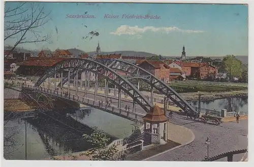 71652 Ak Saarbrücken, Kaiser Friedrich- Brücke, 1913