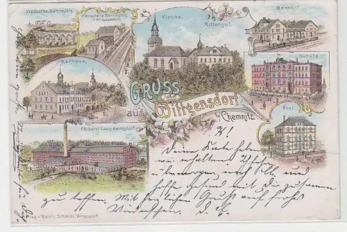 71808 Ak Lithographie Gruss aus Wittgensdorf bei Chemnitz 1899