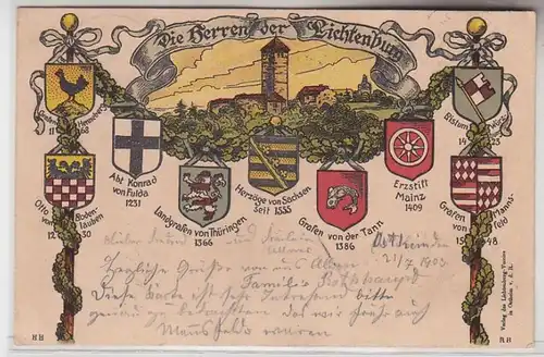 71842 Wappen Ak Die Herren der Lichtenburg bei Ostheim Rhön 1903