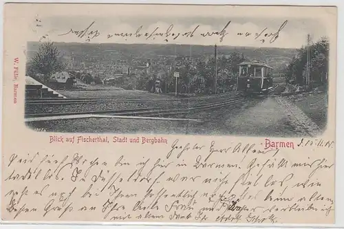 71843 Ak Barmen Blick auf Fischerthal Stadt und Bergbahn 1900
