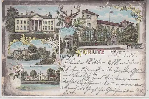 71860 Ak Lithographie Gruß aus Wörlitz Hotel Eichenkranz 1899