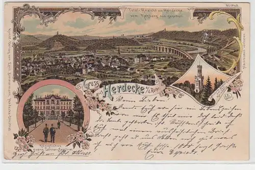 71861 Ak Lithographie Gruss de Herdecke an der Ruhr 1899