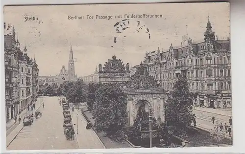71865 Ak Stettin (poln. Szczecin) Berliner Tor Passage mit Felderhofbrunnen 1912