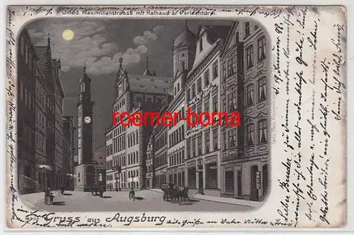 71887 Carte de la Lune Gruss de Augsburg Basse Maximilianstraße 1899