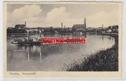 71898 Ak Straubing Vue sur le Danube avec bateau à vapeur 1938