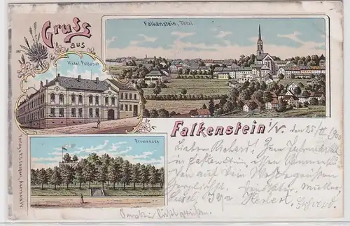 71909 Ak Lithographie Gruss aus Falkenstein im Vogtland 1900