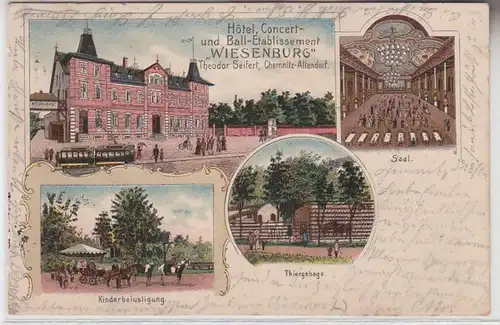 71913 Ak Lithographie Chemnitz Altendorf Hotel 'Wiesenburg' 1905