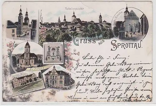 71929 Ak Lithographie Gruss de Sprottau Szprotawa 1899