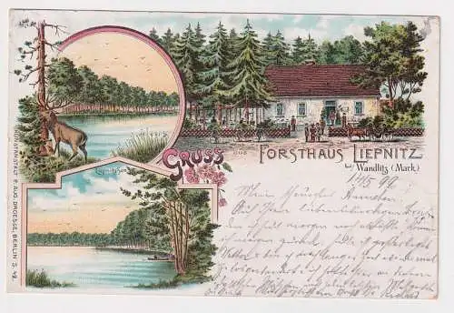 71997 Ak Lithographie Salutation de la maison forestière de Liepnitz bei Wandlitz (Mark) 1899
