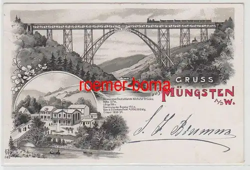72047 Ak Salutation de Münsten a.d.W. Pont ferroviaire 1899