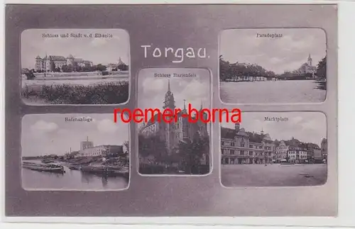 72092 Mehrbild Ak Torgau Hafenanlage, Paradeplatz usw. um 1910