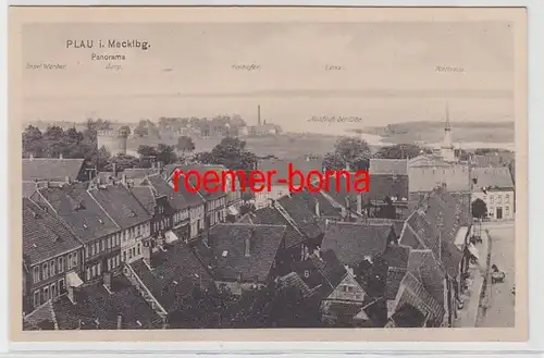 72093 Ak Plau in Mecklenburg an der Elde Panorama über die Dächer um 1920