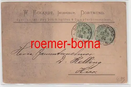 72240 seltene Reklame Postkarte Dortmund Ingenieur W.Eckhardt 1884