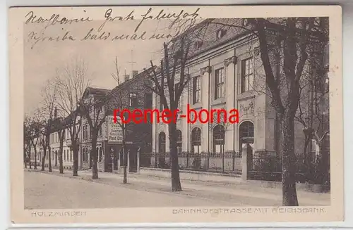 72298 Ak Holzminden Bahnhofstrasse mit Reichsbank 1915