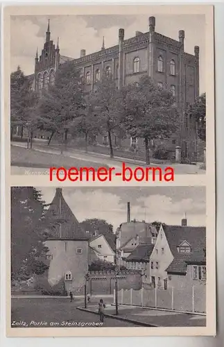 72346 Ak Zeitz Werner Gerhardt Schule, Partie am Steinsgraben um 1940