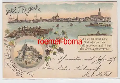 72355 Ak Lithographie Salutation de Rostock 1900