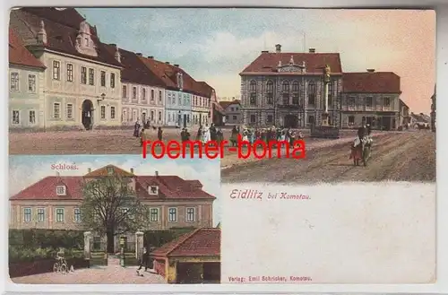 72363 Mehrbild Ak Eidlitz bei Komotau Marktplatz und Schloß um 1910
