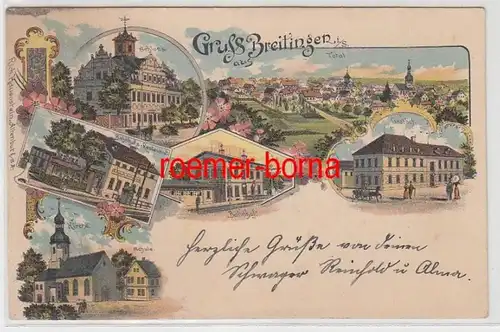 72408 Ak Lithografie Gruss aus Breitingen i.S. Bahnhof-Restaurant usw. um 1910