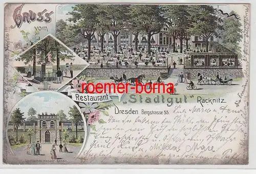 72411 Ak Lithographie Gruss du restaurant 'Vastut' Räcknitz Dresden 1902