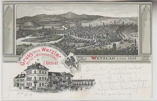 72486 Ak Salutation de Wetzler Hotel et caverie J.Kessel 1901