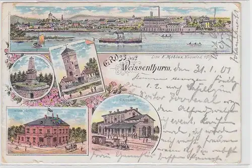 72485 Ak Lithographie Gruss aus Weissenthurm Rheinland 1901