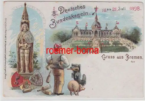 72490 Ak Lithografie Gruss aus Bremen 8. Dt. Bundeskegeln 16.-21. Juli 1898