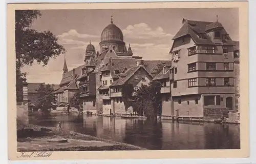 72547 AK Nuremberg - île de Schweiz avec synagogue sur la place Hans-Sachs Bahnpost 1932