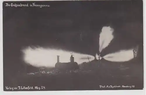 72618 Photo Ak L'incendie du gaz naturel à Neuengamme vers 1910