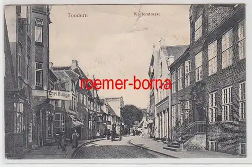 72653 Ak Tondern Tønder Dänemark Westerstraße mit Geschäften 1912