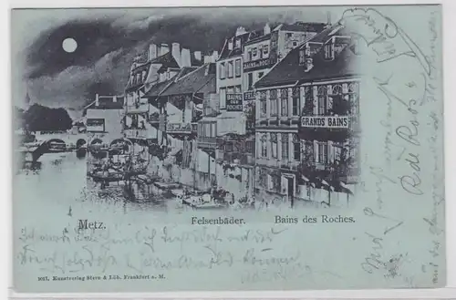 72672 clair de lune AK Metz - bains rocheux (Bains des Roches) Magasins 1899