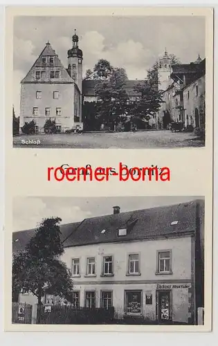 72742 Mehrbild Ak Gruß aus Bornitz Schloß und Bäckerei Alfred Fischer um 1920