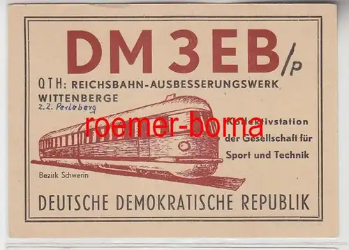 72777 QSL carte radioamateur radio Reichsbahn-Serbungswerk Wittenberge 1960
