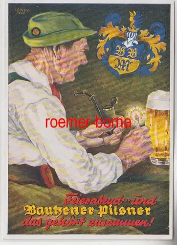 72856 Reklame Ak Bautzner Pilsner Qualitätsbier um 1940