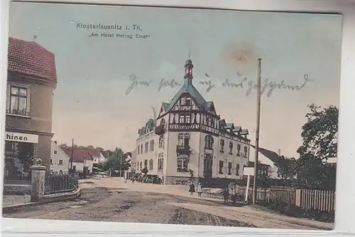 72868 Ak Klosterlausnitz in Thüringen 'Am Hotel Herzog Ernst' um 1910