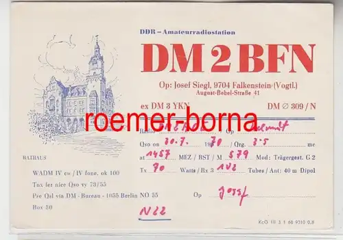 72879 QSL Karte Funker Funkamateur DDR Falkenstein Vogtl. Rathaus 1970